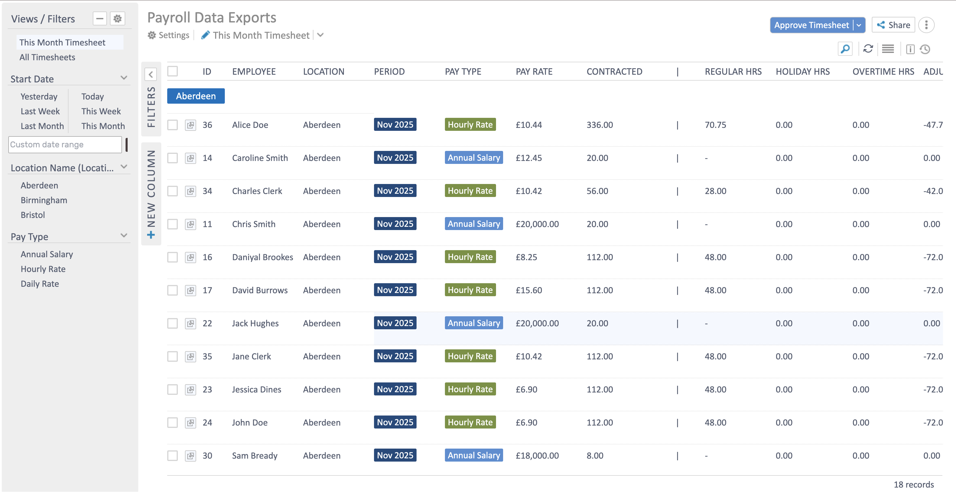 Payroll Report and Data Export